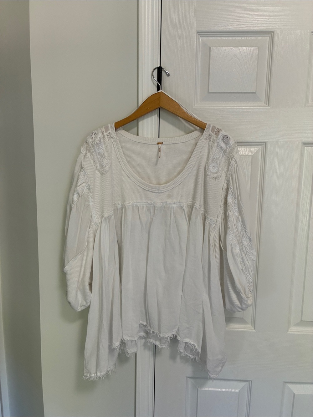 Free People White Embroidered Peasant Tunic